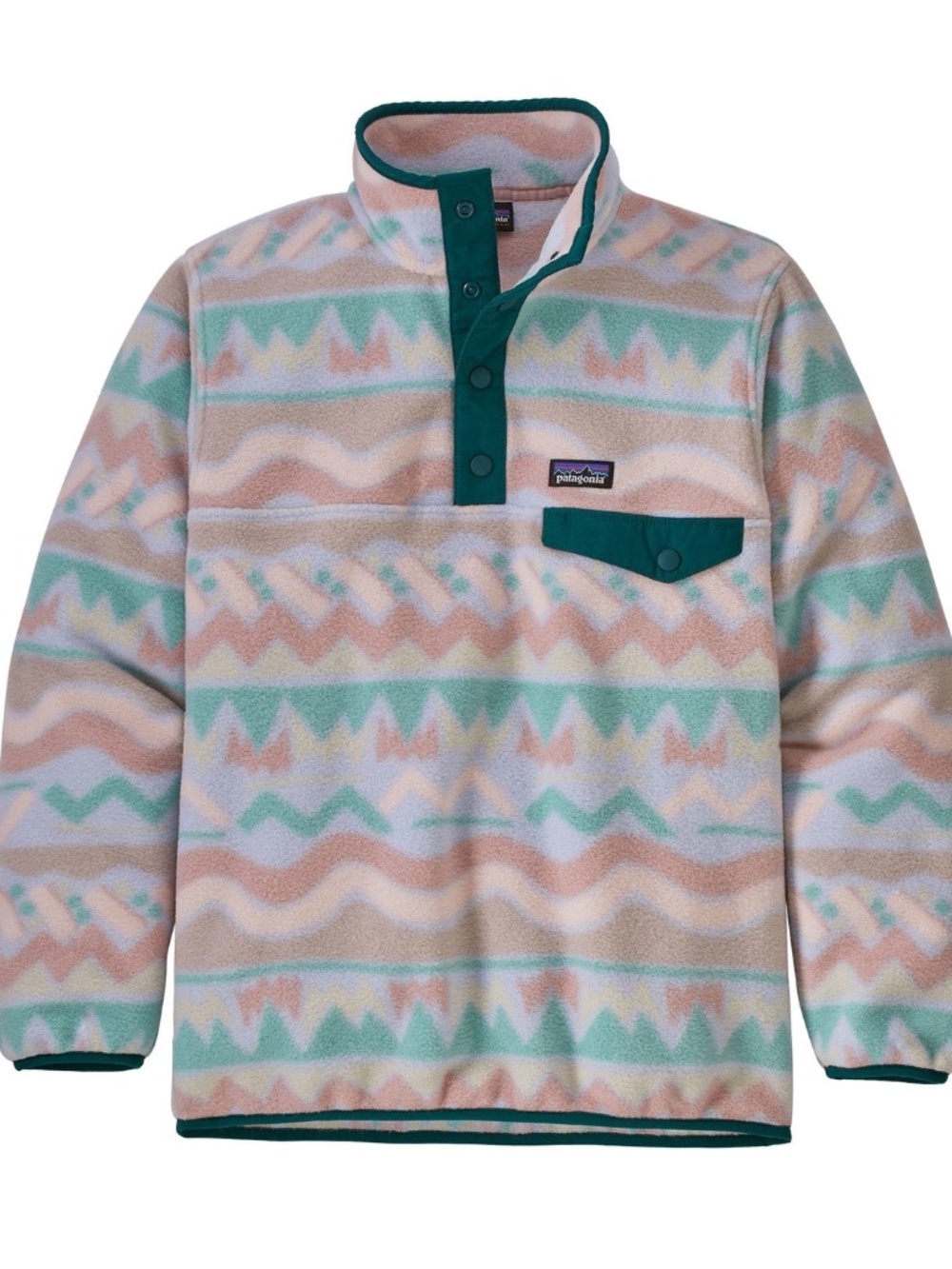 Patagonia Girls' Lightweight Synchilla Snap-T Pullover Sm 7-8 Geo Beluga Multi